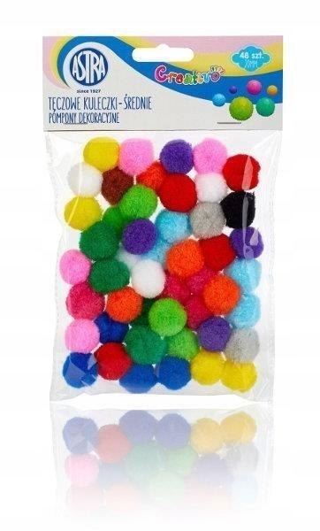Pompony dekoracyjne 20mm - Tęczowe kuleczki ASTRA