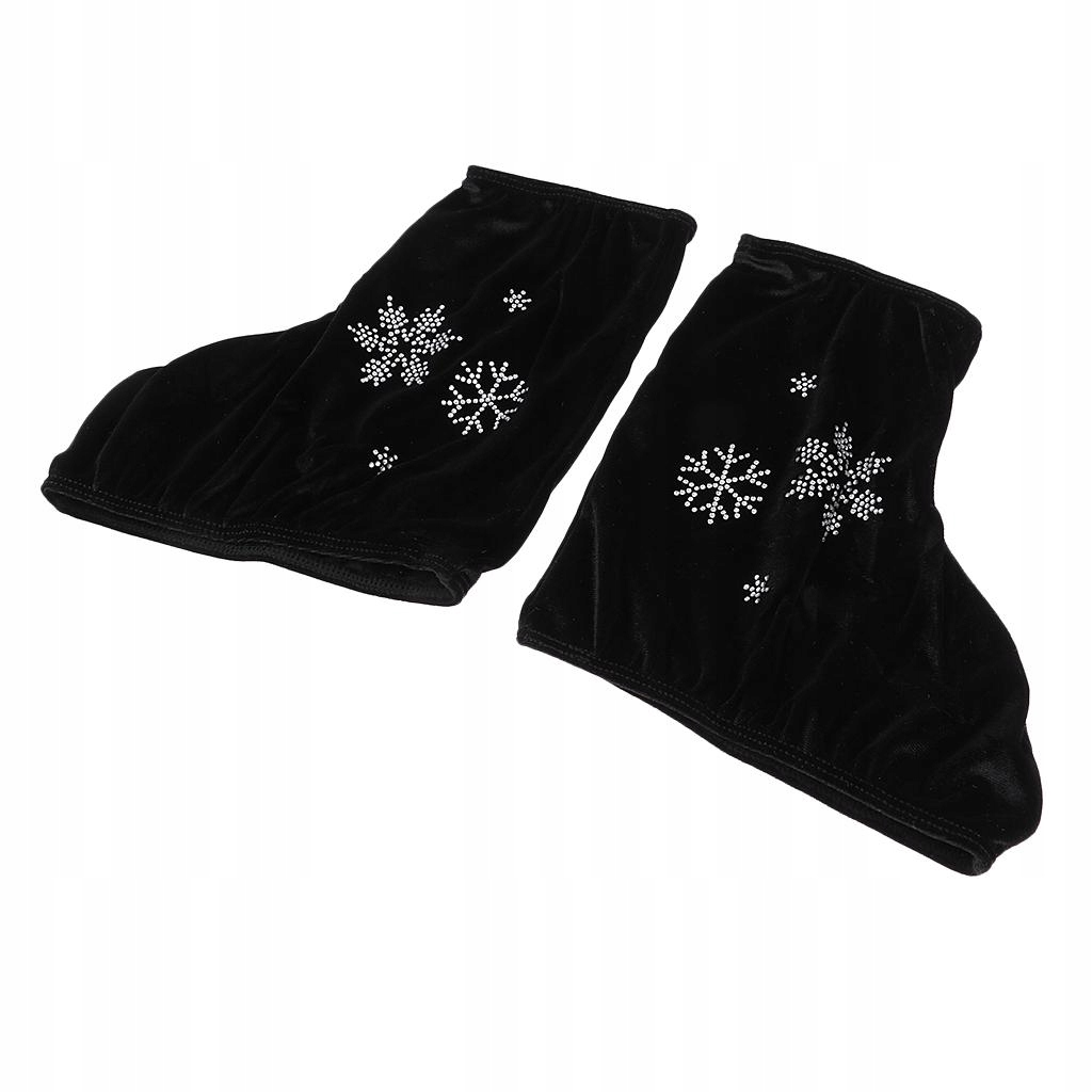 2pcs Velvet Boot Covers Shoes For Figure Skating Ice Black-L as described