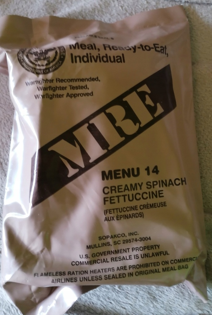 Amerykańskie wojskowe racje żywnościowe MRE nr 14