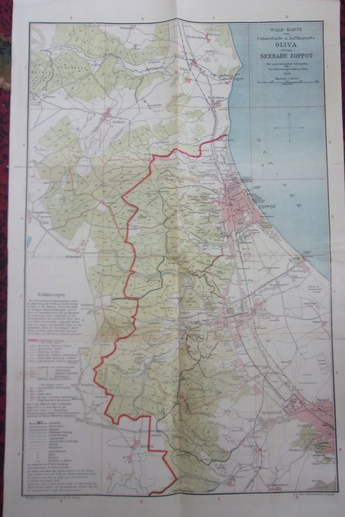 Stara mapa ( plan ) Oliwa i Sopot 1919 + plan WMG