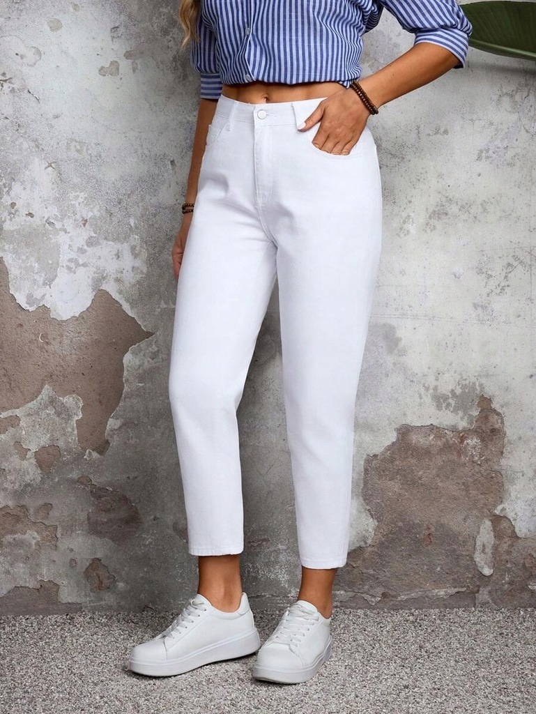 SHEIN BIAŁE SPODNIE JEANS 2AU LT6__XXS