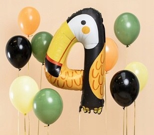 Balon foliowy urodzinowy cyfra "4" - Tukan 47x80 cm