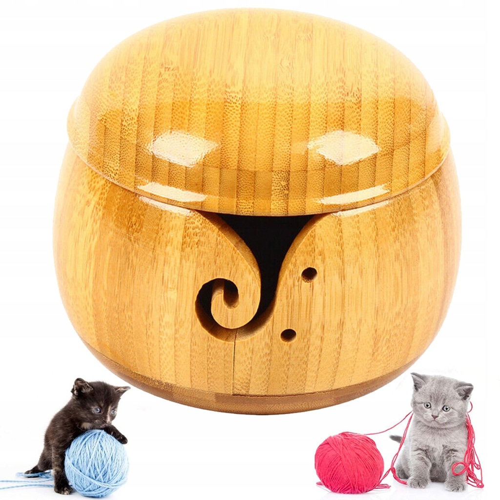 DREWNIANA MISKA NA WŁÓCZKĘ DO SZYDEŁKOWANIA15,5 cm