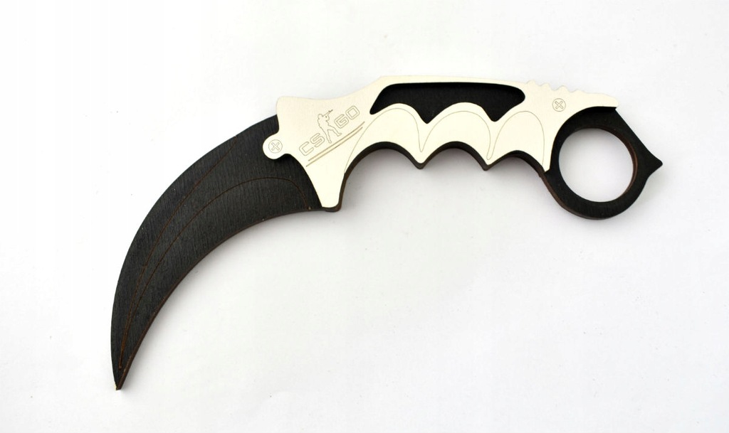 Drewniany nóż karambit biało - czarny