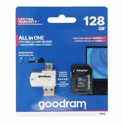 GOODRAM ALL IN ONE M1A4 - czytnik kart ze złączem USB/micro USB + karta mic