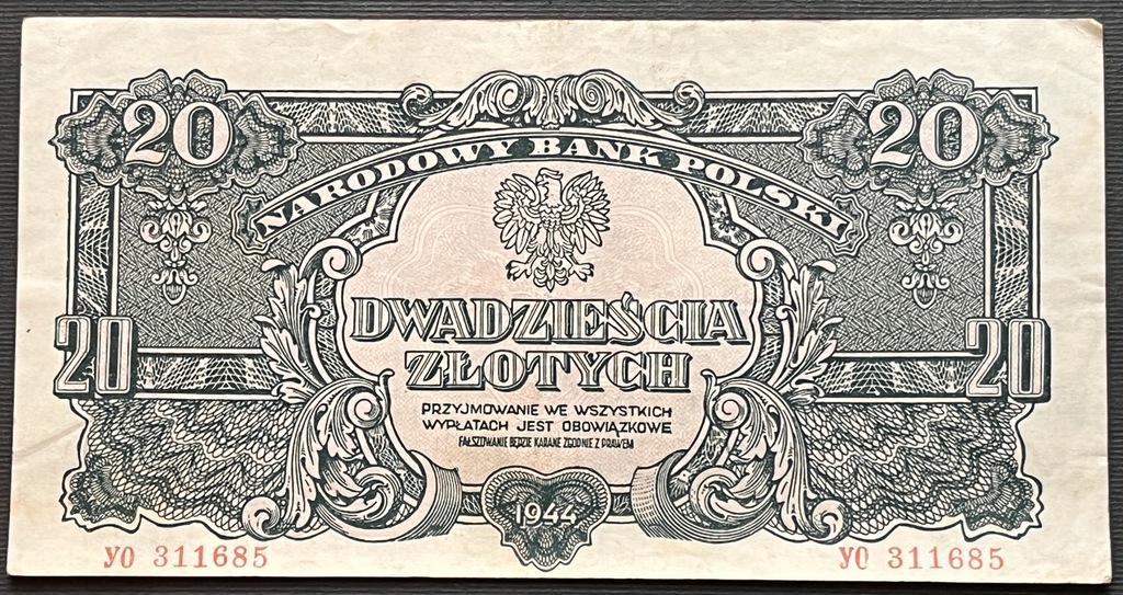 ANK 20 ZŁOTYCH 1944 ser. Y0