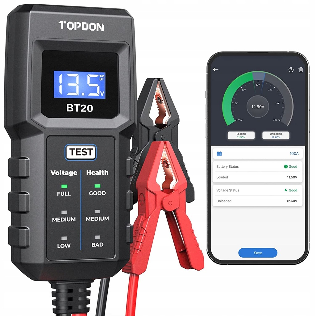 TOPDON BT20 tester akumulatora, 12 V USZKODZONY