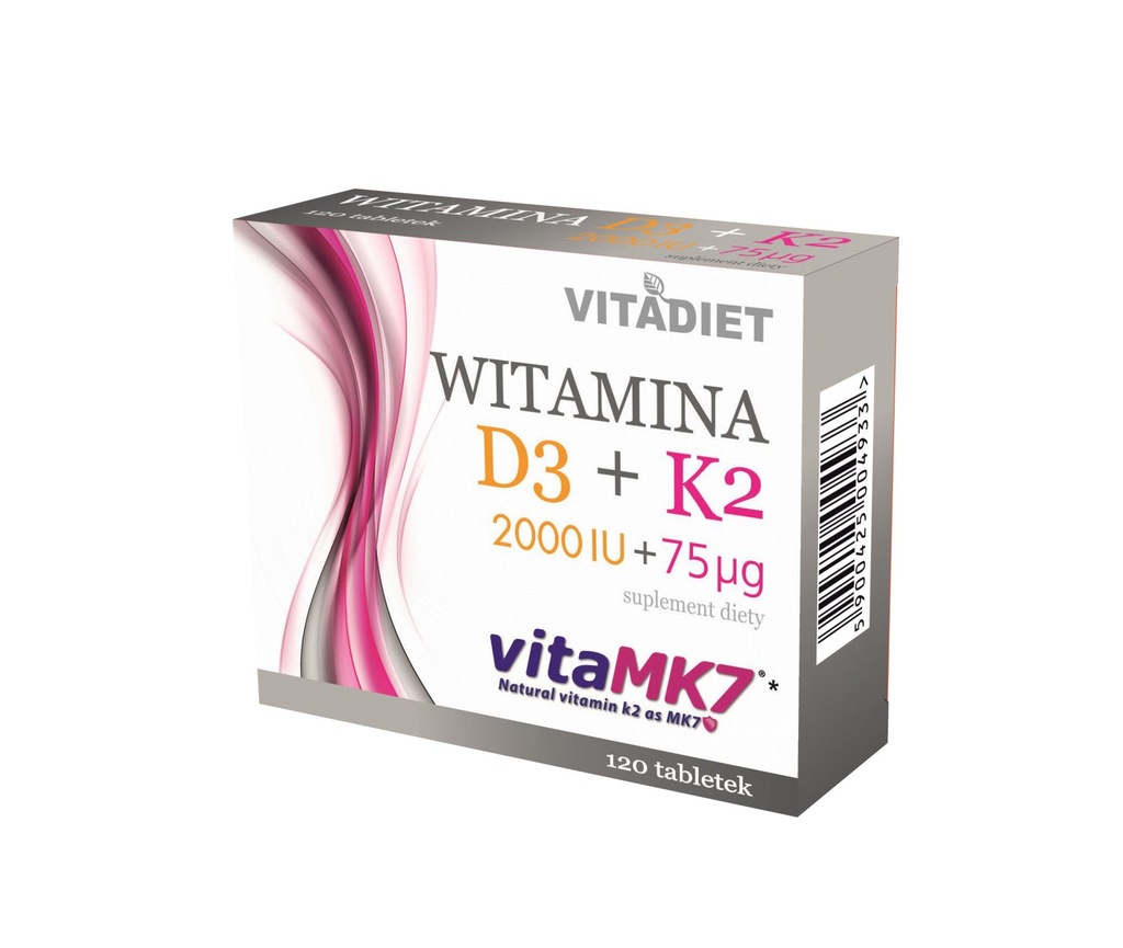 Witamina D3 2000iuk2 75mcg Vitamk7 Vitadiet 120sz