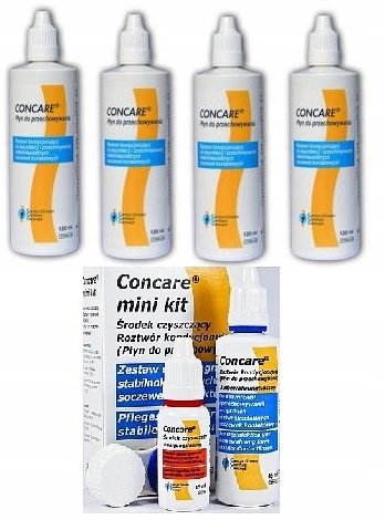 Płyn do soczewek twardych Concare 4szt + Minikit