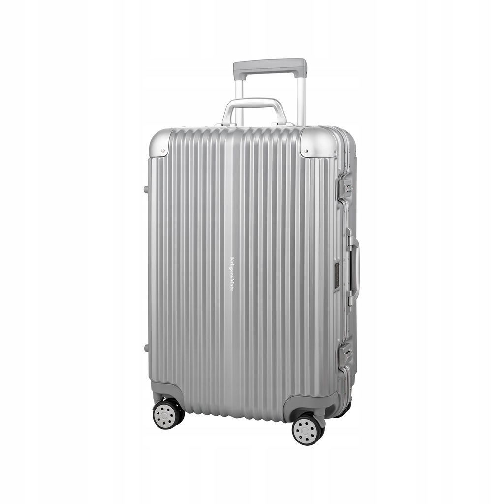 KM0296-M Średnia walizka na kółkach srebrna