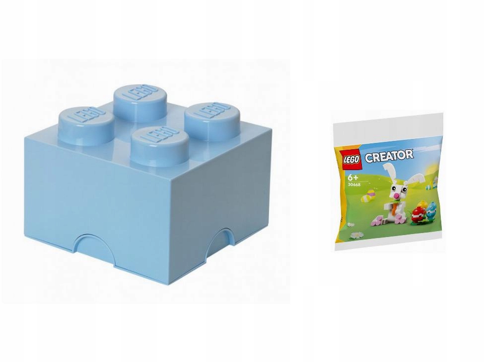 ZESTAW Lego Storage Brick 4 jasnoniebieski + WIELKANOC Zajączek LEGO CREAT