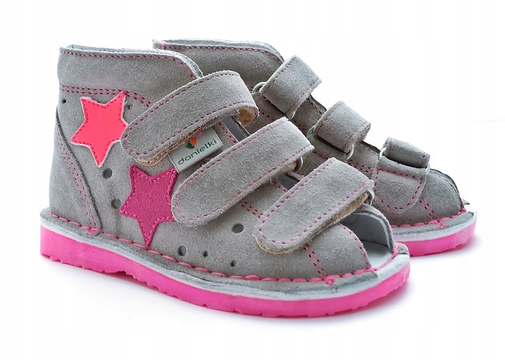 DANIELKI zdrowe buty dla dzieci szary fluo r.24