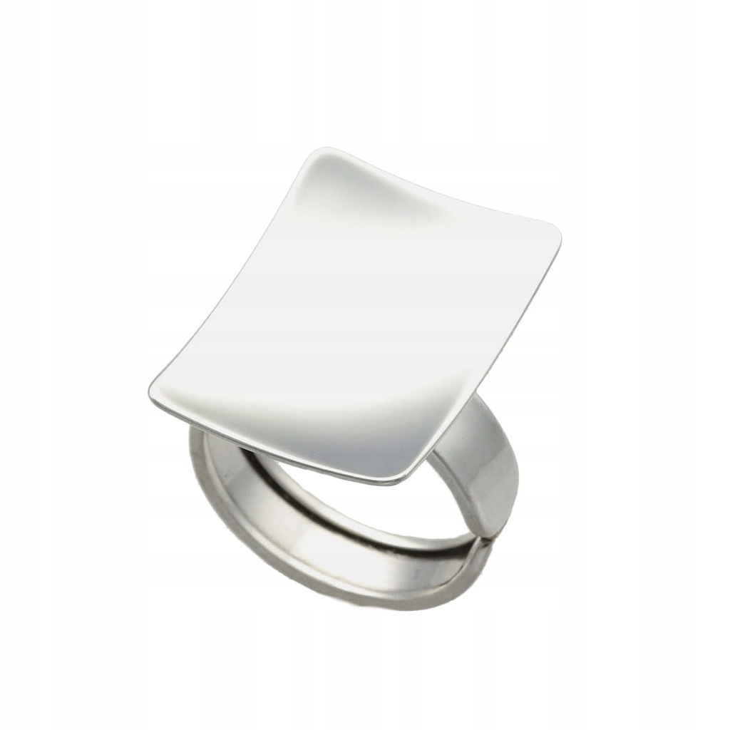 Efektowny pierścionek gładkie srebro prostokąt 21