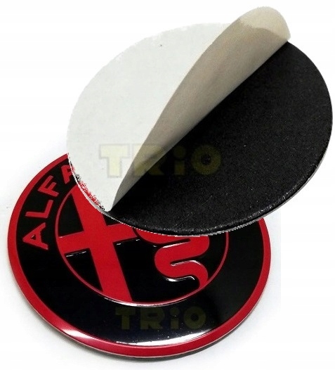 Emblemat logo czerwone Alfa Rom na kierownice 56mm
