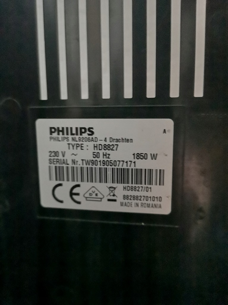 ekspres ciśnieniowy Philips 3000 series HD8827/09 1850 W uszkodzony