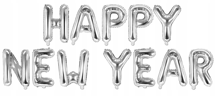 Balony napis HAPPY NEW YEAR srebrny Sylwester