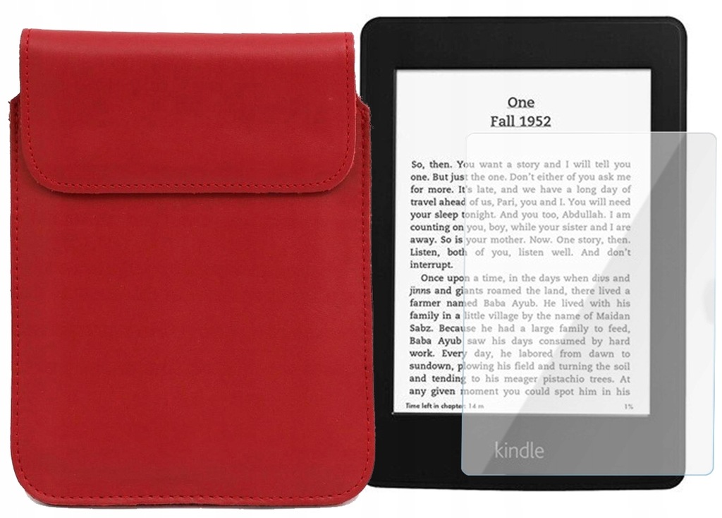 Etui do czytnika Amazon Kindle Touch 10 skóra pionowe czerwone I SZKŁO