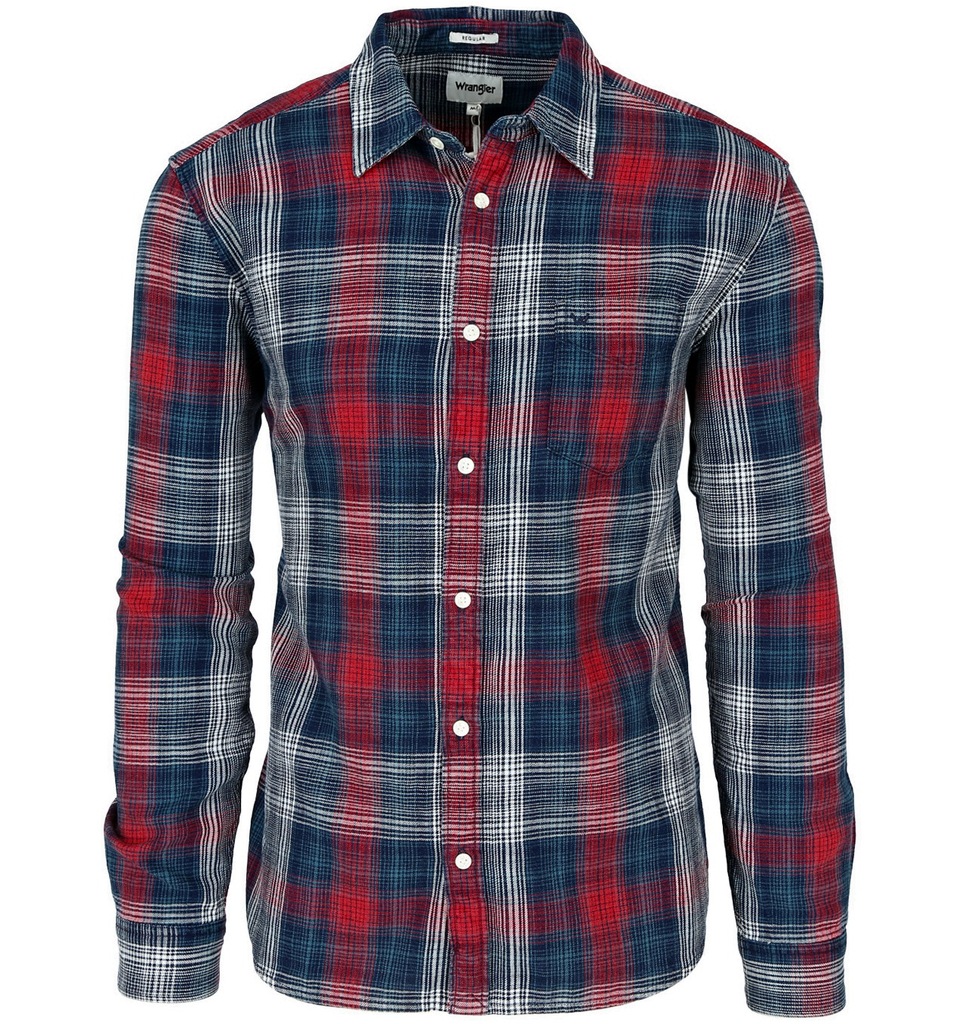 WRANGLER 1PKT SHIRT RED REGULAR KOSZULA - M