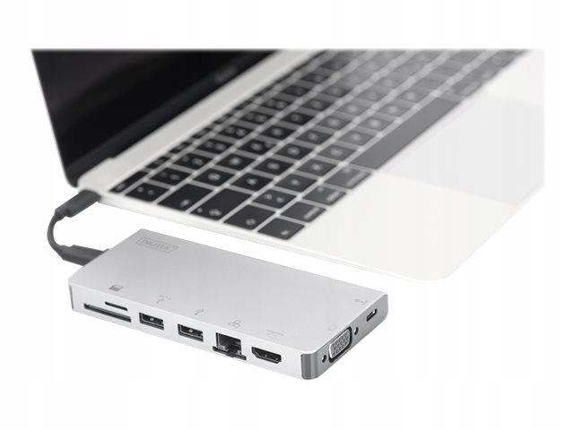 DIGITUS DA-70866 Stacja dokująca podróżna USB Typ C, 8-portów 4K 30Hz, HQ