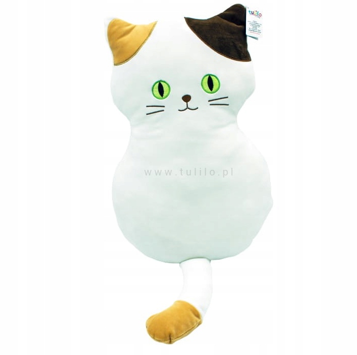 Poduszka pluszowa kot Czaruś - biała - 52 cm