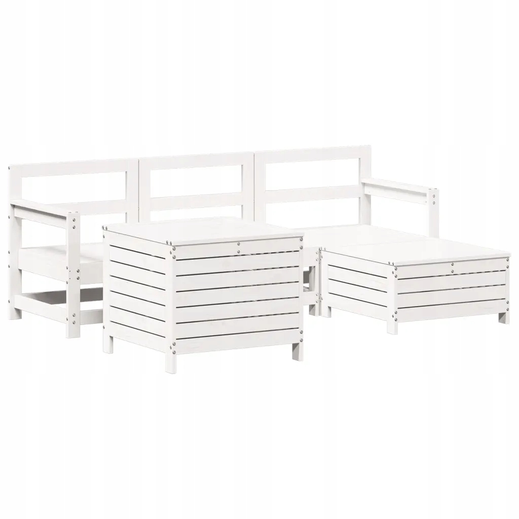 Zestaw mebli ogrodowych drewniany biały 4-elementowy 66x62x70,5 cm