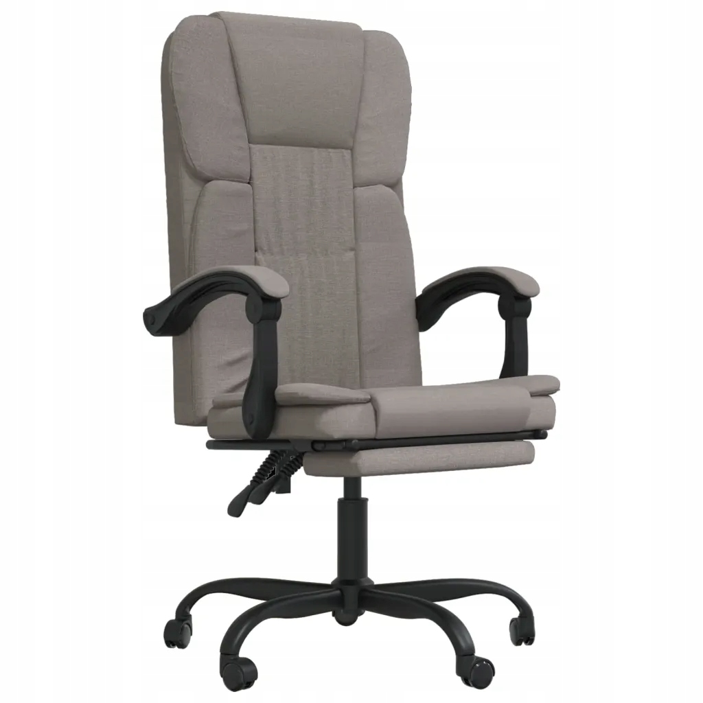Rozkładany fotel biurowy, kolor taupe, obity tkani