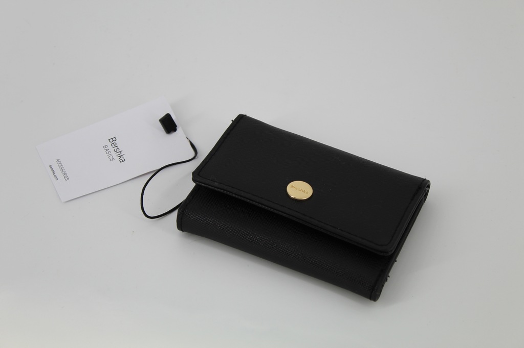 2Bershka portfel, czarny, klasyczny, rozkładany