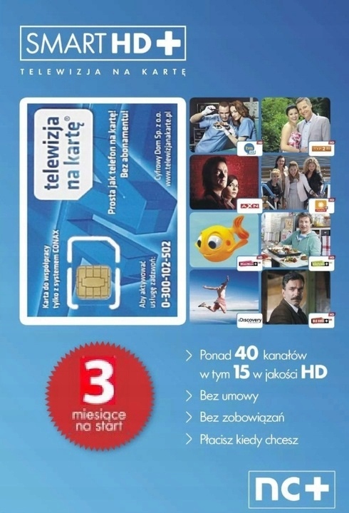 TNK Smart HD+ NC TV Na Kartę Pakiet 3 Miesiące