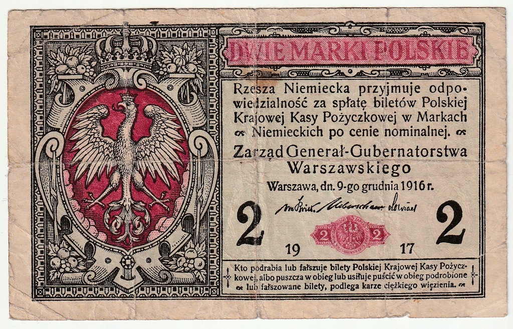 2 marki polskie 1916 - 1917 Generał Gubernatorstwa