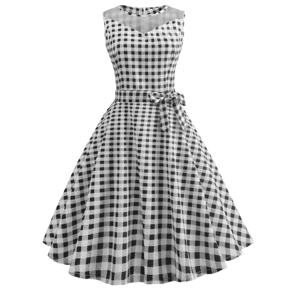 Sukienka PIN UP w kratkę rozkloszowana VINTAGE 60' - 7409987215