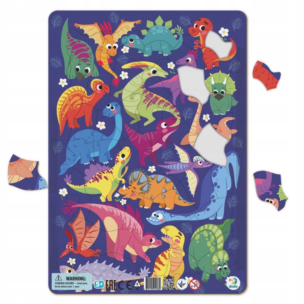 Puzzle układanka w ramce 53 ele. dinozaury