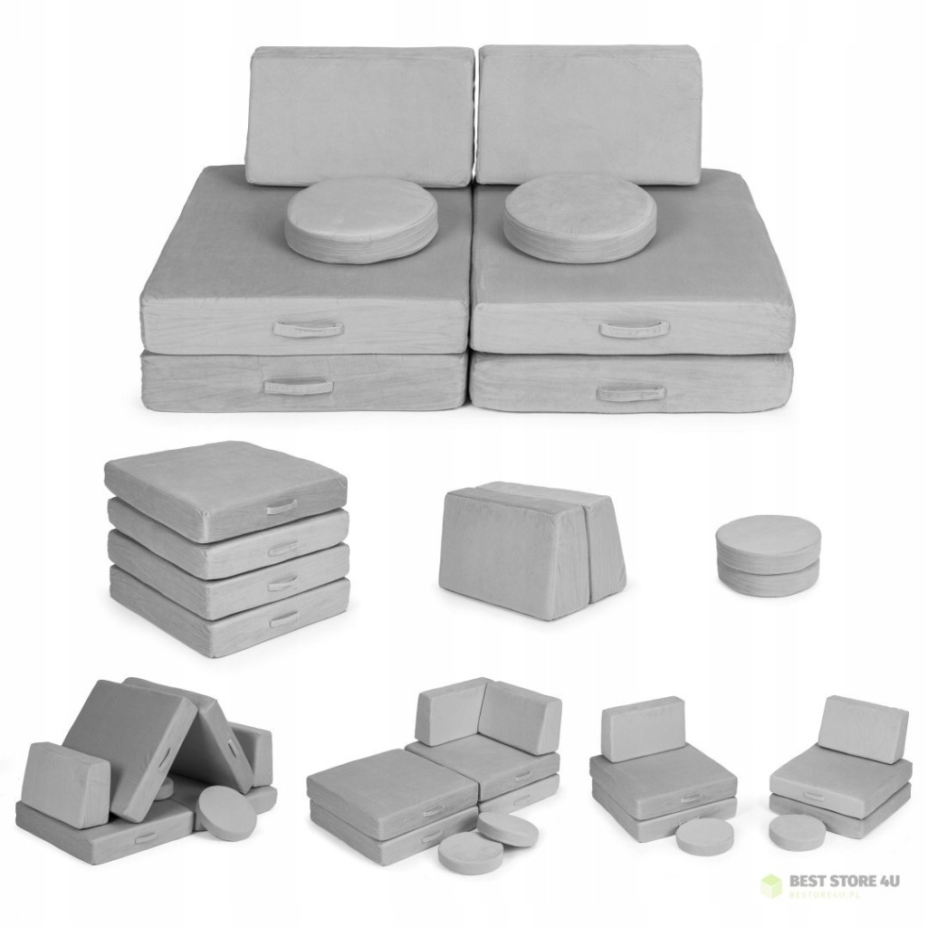 Sofa modułowa duża składana dla dzieci DIY 8 miękkich poduch