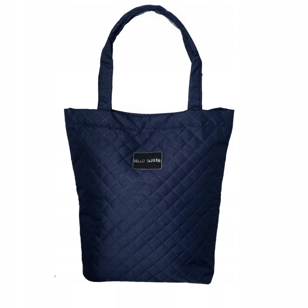 Pojemna torba ozdobna granatowa dla mamy do szpitala wyprawka poród rozm. L