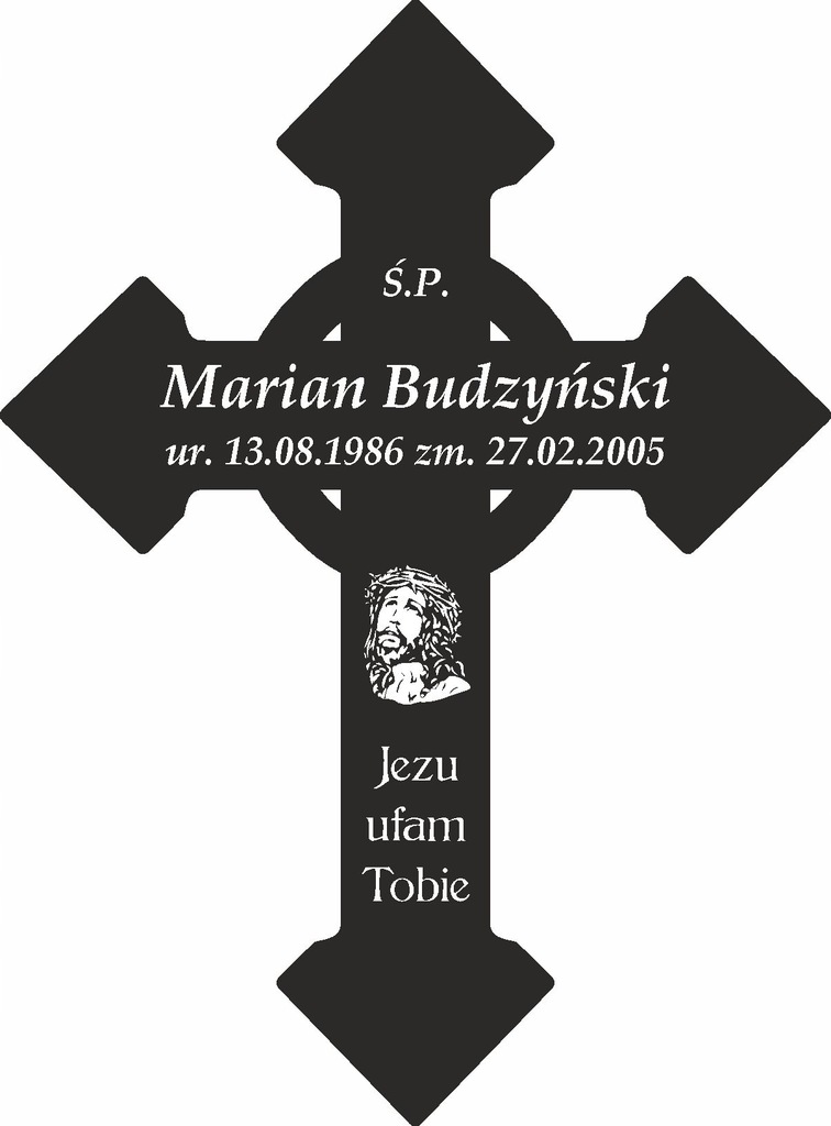 Tablica Nagrobna z Laminatu Krzyż 20X27 cm Czarna