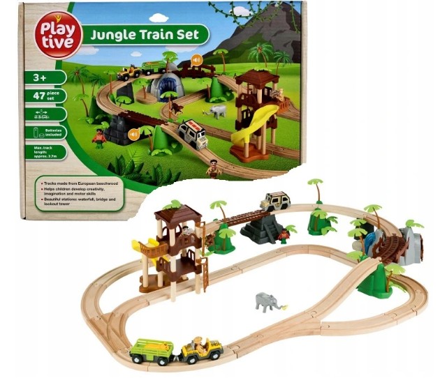 Drewniany pociąg kolejka DŻUNGLA safari , dzwięki