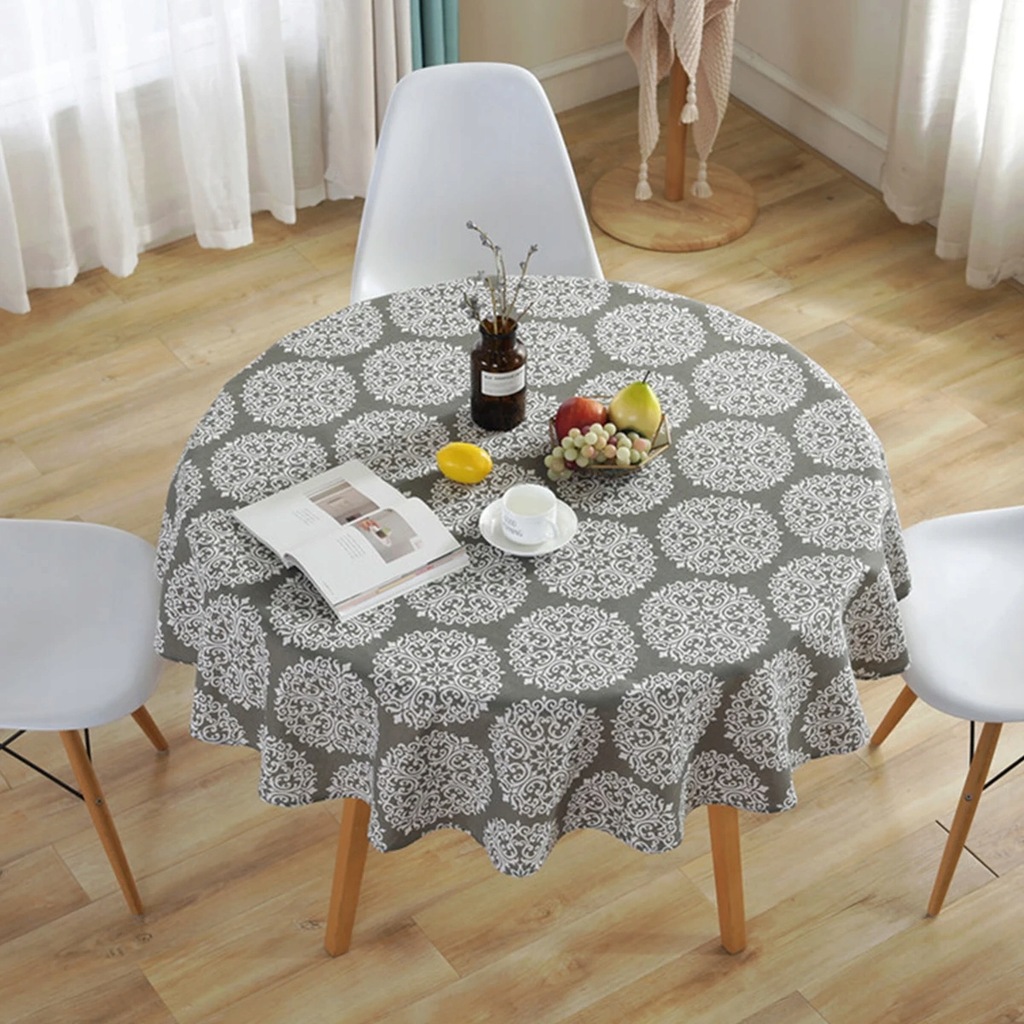 Round Tablecloth Cotton Linen Plain Table Cloth Cover For Home Dining Tea