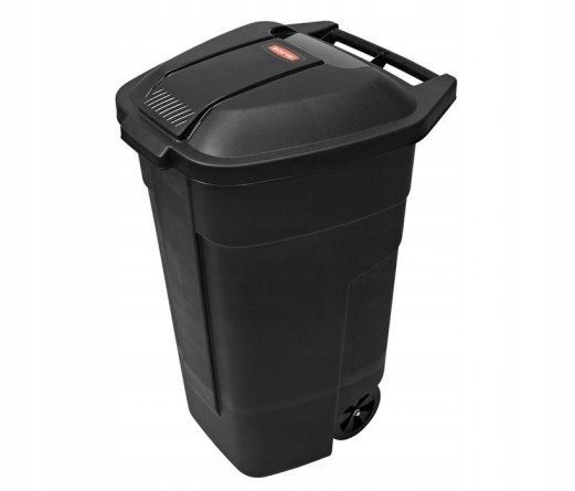 Pojemnik na odpady śmieci 110L czarny kółka śmieci