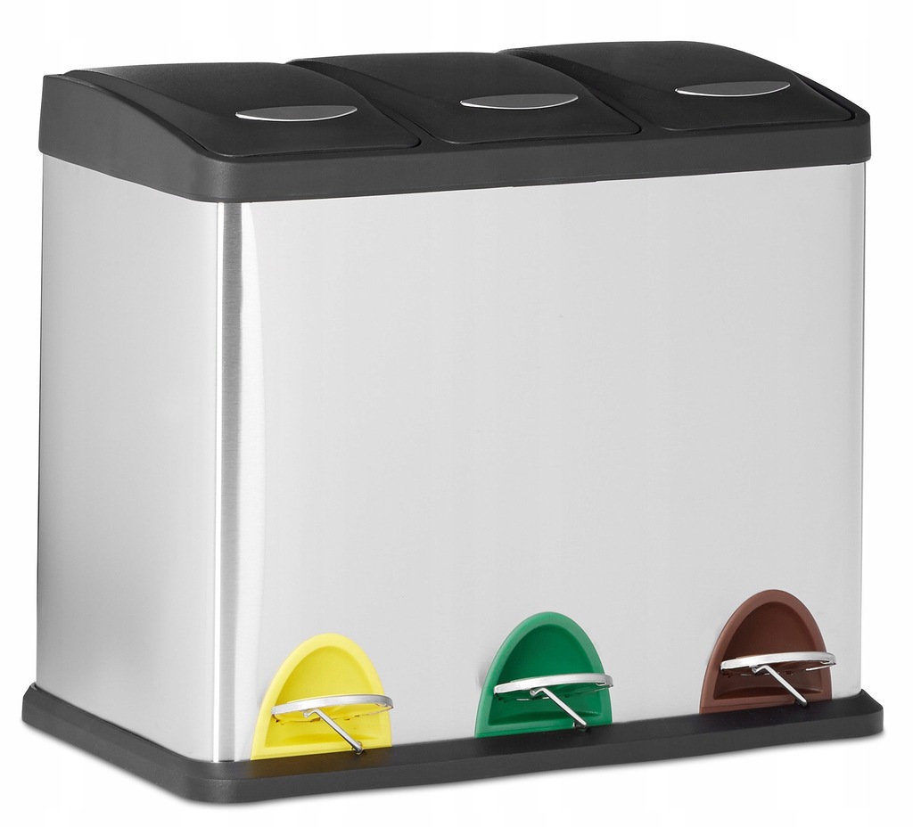 KOSZ NA ŚMIECI DO SEGREGACJI ODPADÓW 3 KOMORY STAL - 8298024517