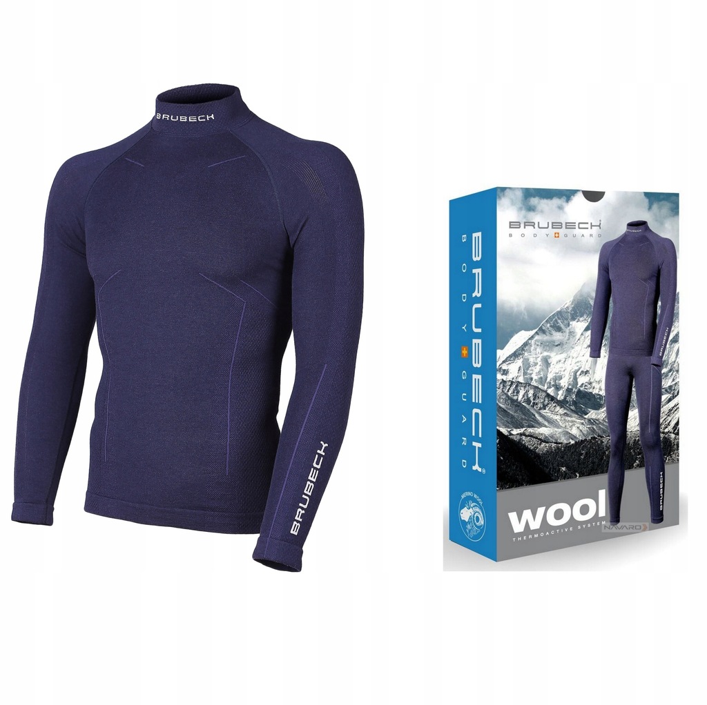 Bluza termoaktywna BRUBECK EXTREME WOOL LS1192M Navi Blue (L)