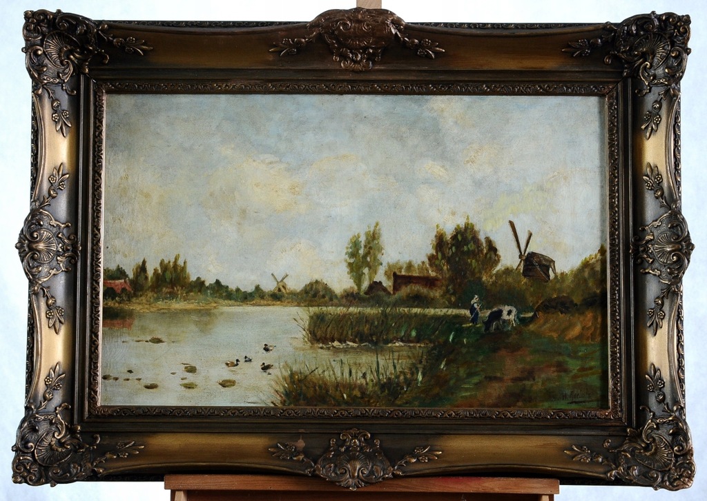 WILLEM ROELOFS (1822-1897) ZABYTKOWY OBRAZ OLEJNY!