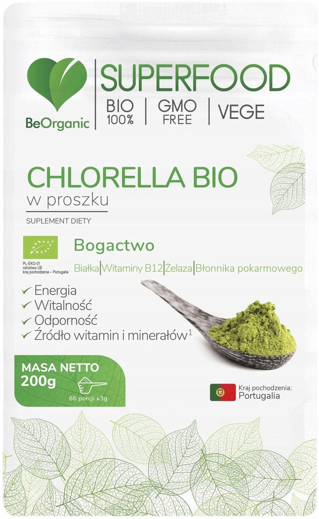 Beorganic Chlorella Bio Proszek 200 G