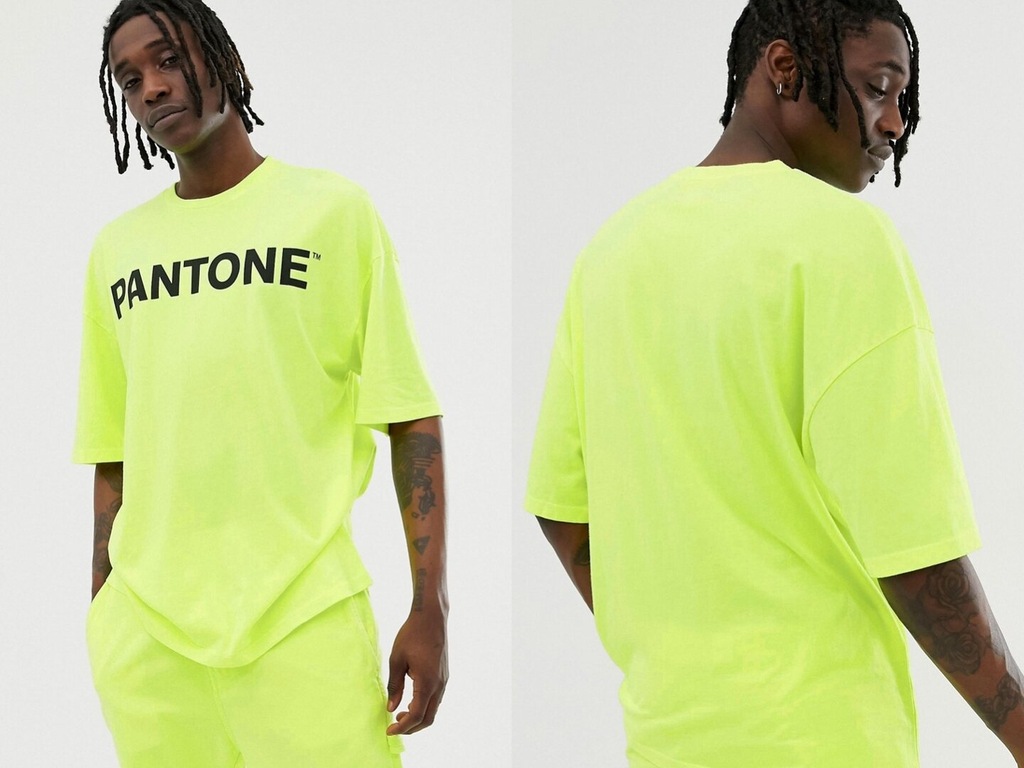 Bershka - PANTONE - Neonowa koszulka M