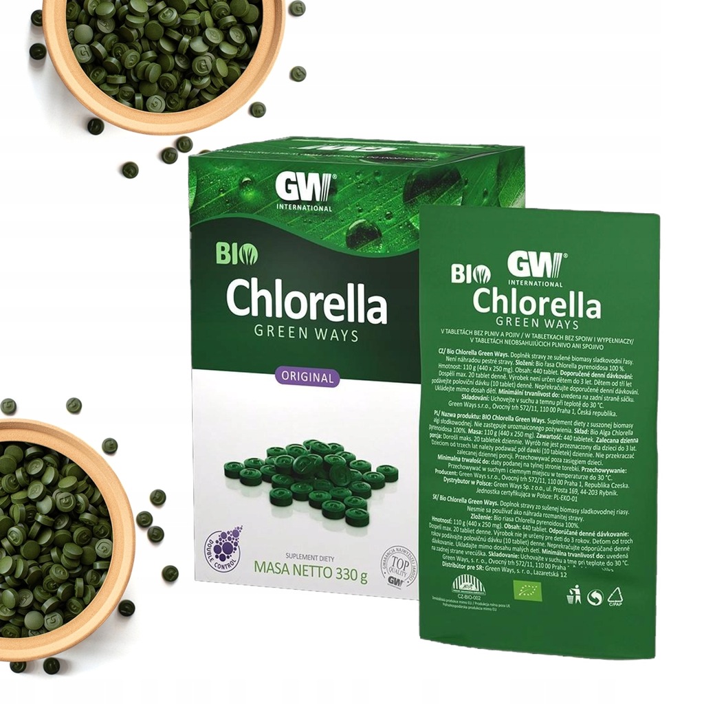 Greeen Ways Chlorella Pyrenoidosa 100% Naturalna Najwyższa Jakość! 1320szt.