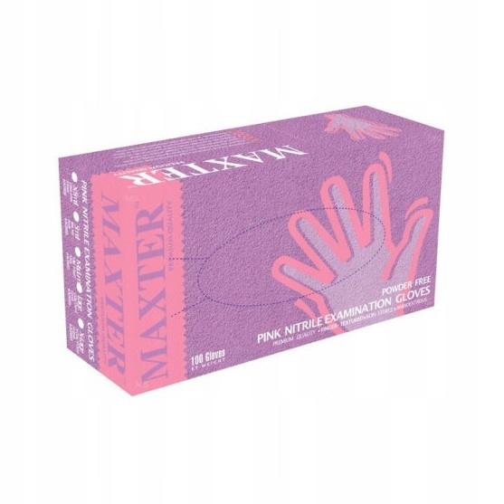 Rękawice rękawiczki Nitrylowe Różowe 100 szt L