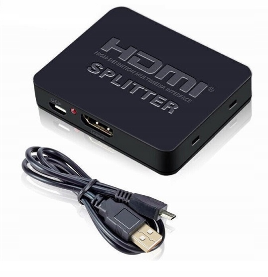 Rozdzielacz Splitter HDMI 1x2 4K 3D + KABEL HDMI + KABEL USB na MICRO USB