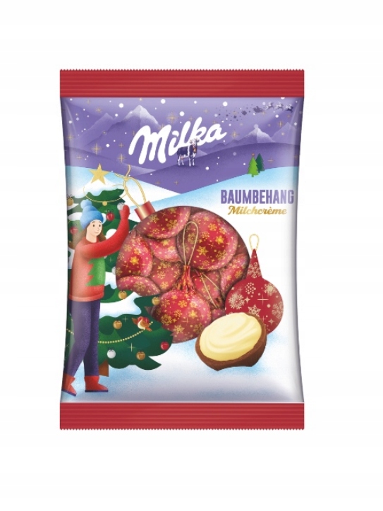 MILKA PRALINY 90G BAUMBEHANG ZAWIESZKI NA CHOINKĘ CZERWONE