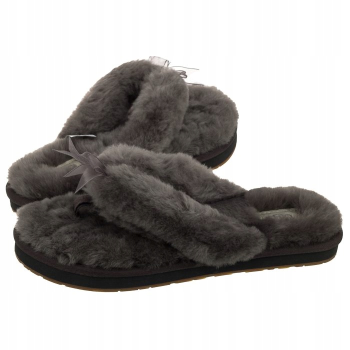 Klapki Damskie UGG Australia Fluff Flip Flop Szare