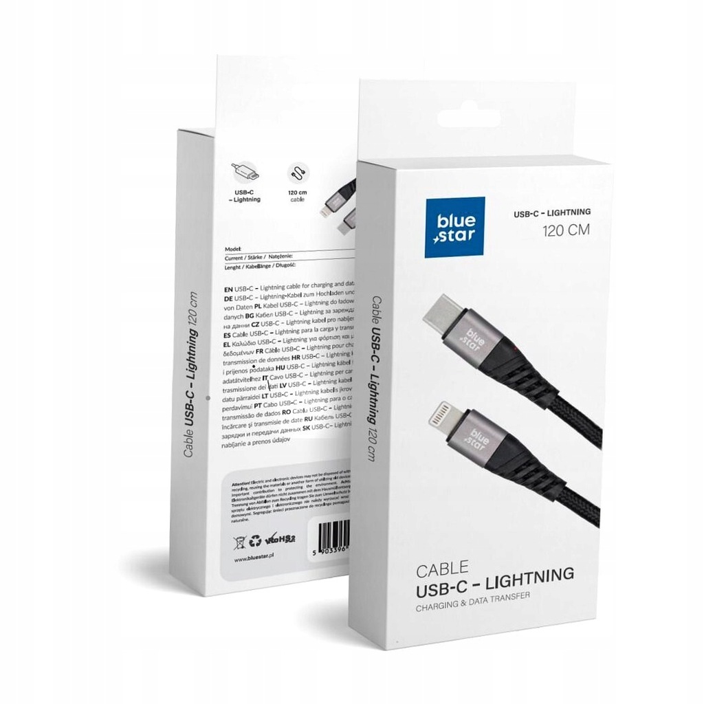 Mocny KABEL USB C do Lightning PRZEWÓD TYP-C 2.4A 1.2m do iPhone iPad