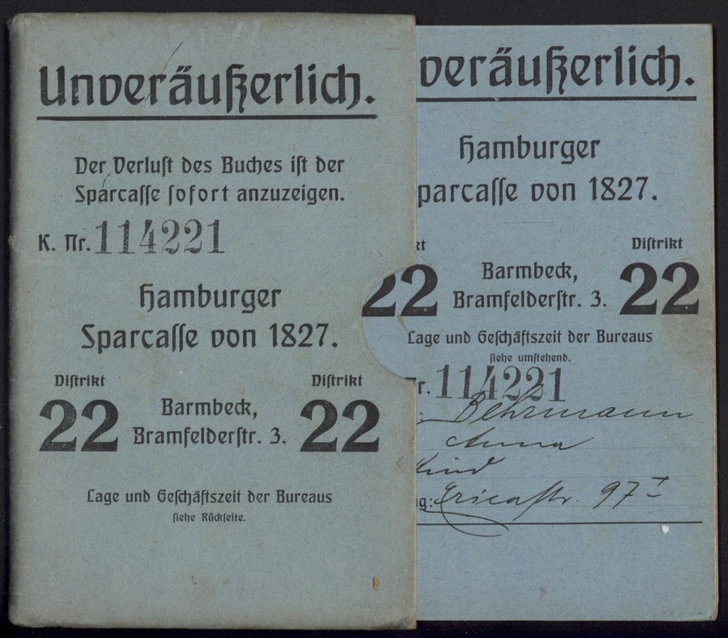 Niemcy - książeczka oszczędnościowa Hamburg, 1911