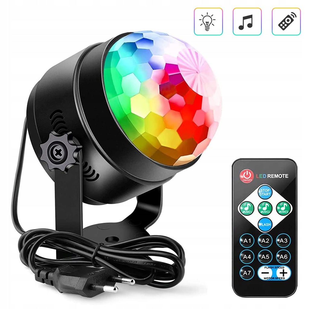 Kula Dyskotekowa Żarówka Disco LED RGB + Pilot